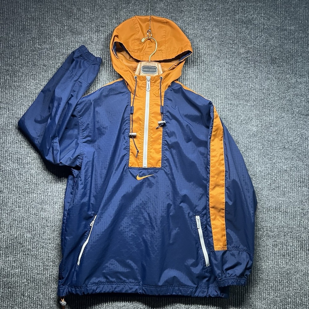 Vintage Nike Center Swoosh Half Zip Jacket Navy Blue‎ Orange Size Youth L 12-14